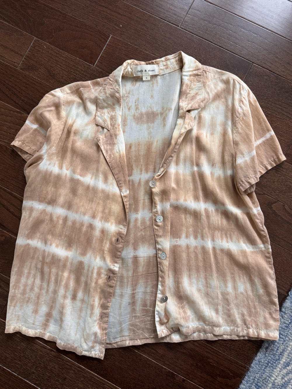 Short-Sleeve Tie-Dye Button-Up Shirt